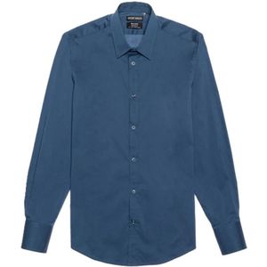 Antony Morato, Overhemden, Heren, Blauw, XL, Katoen, Milano Super Slim Fit Stretch Katoenen Overhemd