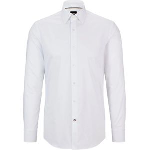 Hugo Boss, Overhemden, Heren, Wit, XL, Katoen, Slim Fit Katoenen Poplin Overhemd met Gemakkelijk Strijken