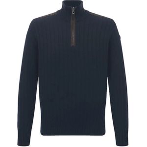 Paul & Shark, Truien, Heren, Blauw, L, Suède, Heren Half-Zip Coltrui met Suède Details