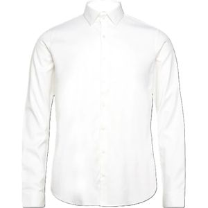 Calvin Klein, Overhemden, Heren, Wit, XL, Herringbone DC Slim Overhemd