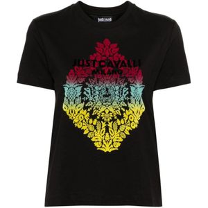 Just Cavalli, Zwarte Grafische T-shirts en Polos Zwart, Dames, Maat:M