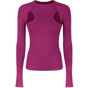 Patrizia Pepe, Truien, Dames, Paars, M, Polyester, Cut-Out Design Maglia in Roze