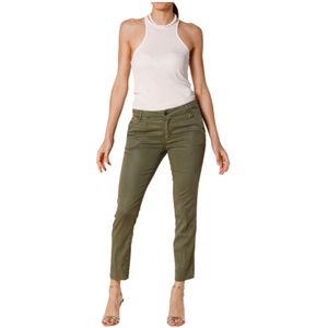 Mason's, Curvy Dames Capri Chino Broek van Stretchkatoen Groen, Dames, Maat:M