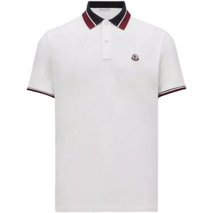 Moncler, Tops, Heren, Wit, S, Contrast Kraag Trim Polo in Wit