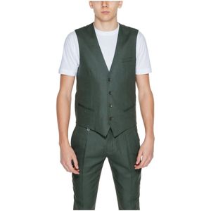 Antony Morato, Pakken, Heren, Groen, M, Linnen, Heren Gilet Lente/Zomer Collectie