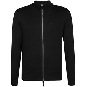 Armani Exchange, Truien, Heren, Zwart, XL, Katoen, Zwarte Katoenen Rits Cardigan Herfst/Winter Mannen