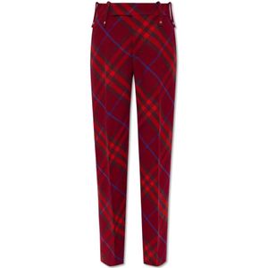 Burberry, Broeken, Dames, Rood, S, Wol, Geruite broek