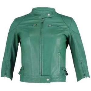 Fendi Vintage, Pre-owned Leather outerwear Groen, Dames, Maat:M