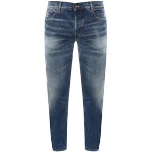 Saint Laurent, Jeans, Heren, Blauw, W30, Katoen, Blauwe Straight Leg Jeans