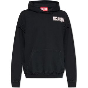 Diesel, Sweatshirts & Hoodies, Heren, Zwart, M, Katoen, S-Boxt-Hood hoodie