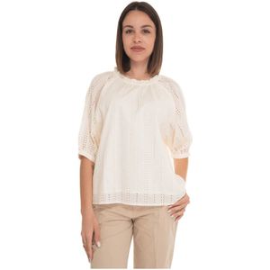 Woolrich, Anglaise Blouse met Raglanmouwen Wit, Dames, Maat:XS