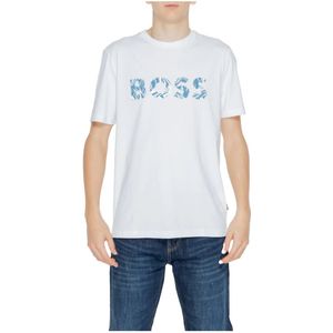 Boss, Heren T-shirt Lente/Zomer Collectie Wit, Heren, Maat:M