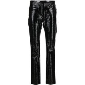 Courrèges, Zwarte Vinyl Skinny Broek Zwart, Dames, Maat:S