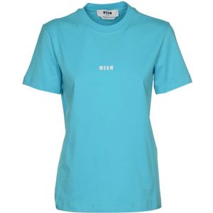 Msgm, Tops, Dames, Blauw, XL, Katoen, Blauwe T-shirts en Polos