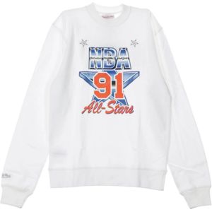 Mitchell & Ness, Sweatshirts & Hoodies, Heren, Wit, S, Crewneck sweatshirt