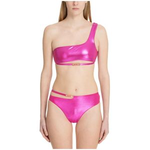 Moschino, Effen Logo Bikini Top Roze, Dames, Maat:XL