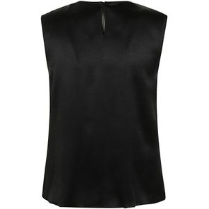 Alberta Ferretti, Blouses & Shirts, Dames, Zwart, S, Satijn, Zwarte Satijnen Top