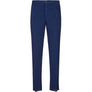 Kiton, Broeken, Heren, Blauw, W40, Linnen, Blauwe Linnen Broek