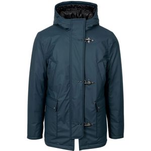 Fay, Jassen, Heren, Blauw, 2Xl, Blauwe waterafstotende jas met capuchon