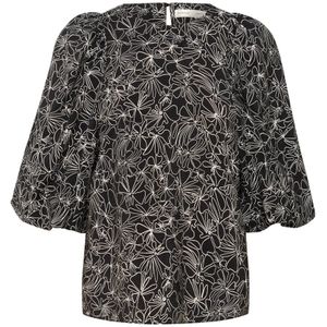 InWear, Blouses & Shirts, Dames, Zwart, XL, Zwarte Cable Flower Blouse