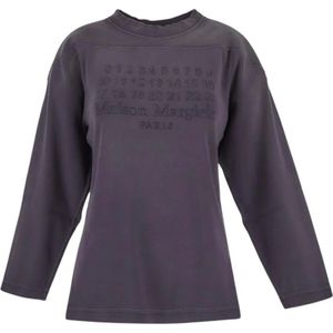 Maison Margiela, Sweatshirts & Hoodies, Dames, Paars, L, Katoen, Long Sleeve Tops