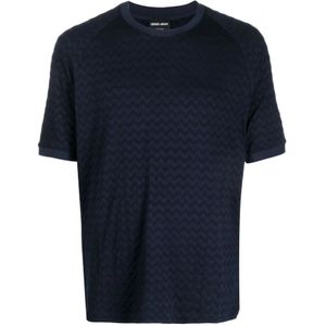 Giorgio Armani, Elegant Blauw Heren T-Shirt Blauw, Heren, Maat:3XL