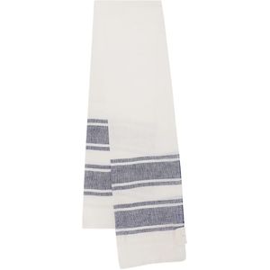 Brunello Cucinelli, Accessoires, Heren, Wit, ONE Size, Linnen, Linnen sjaal met franjes en contrasterende strepen