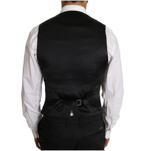 Dolce & Gabbana, Pakken, Heren, Wit, S, Wol, Grijze Wol Dubbel Breasted Slim Fit Vest