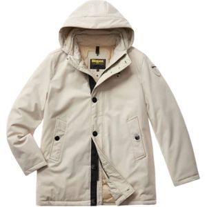 Blauer, Jassen, Heren, Beige, M, Polyester, Heren Parka met Afneembare Capuchon