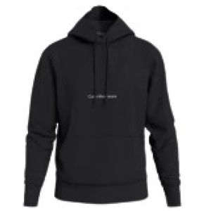 Calvin Klein, Sweatshirts & Hoodies, Heren, Zwart, XS, Katoen, Zwarte Institutional Hoodie met Wit Logo