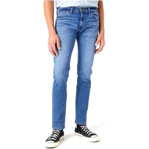 Wrangler, Jeans, Heren, Blauw, W29 L32, Katoen, Slim-fit Jeans