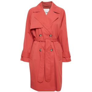 Ichi, Mantels, Dames, Rood, XS, Polyester, Rode Trenchcoat