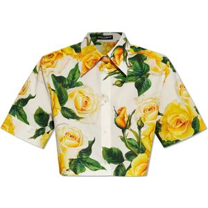 Dolce & Gabbana, Blouses & Shirts, Dames, Veelkleurig, S, Katoen, Shirt met bloemenmotief
