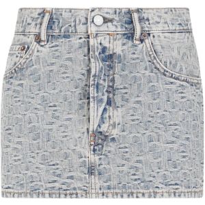 Acne Studios, Rokken, Dames, Blauw, M, Katoen, Blauwe Katoenen Rok Rechte Zoom