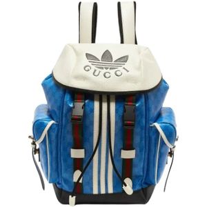 Gucci Vintage, Pre-owned, Heren, Blauw, ONE Size, Pre-owned Leather backpacks