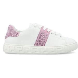 Versace, Crystal Greca Lage Top Sneakers Wit, Dames, Maat:37 EU