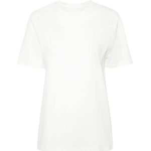 Jil Sander, Tops, Dames, Wit, S, Logo T-shirt Wit Zwart Korte Mouwen