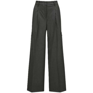 Cambio, Broeken, Dames, Grijs, XL, Polyester, Pleat Cargo Broek