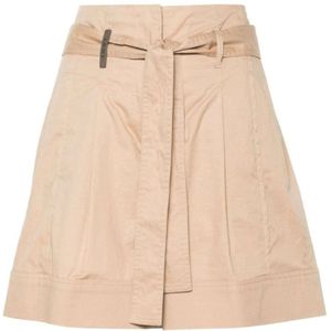 Peserico, Beige Shorts met Dart-Detailering Beige, Dames, Maat:M