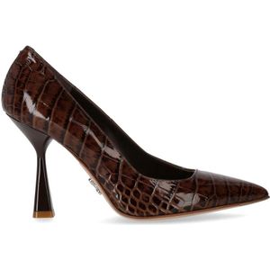 Sergio Levantesi, Bruine Pump met Krokodillenprint en Glanzende Afwerking Bruin, Dames, Maat:38 1/2 EU