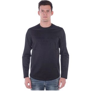 Emporio Armani, Gezellig Gebreide Trui Pullover Zwart, Heren, Maat:S