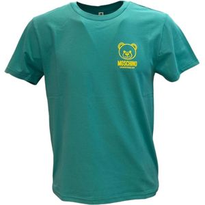 Moschino, Tops, Heren, Groen, L, Katoen, Casual Katoenen T-shirt