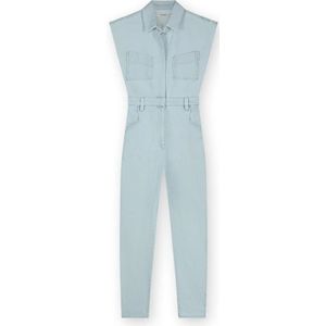 Homage, Licht blauwe mouwloze denim jumpsuit Blauw, Dames, Maat:S