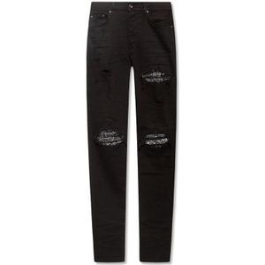 Amiri, Skinny jeans met patrooninzetten Zwart, Heren, Maat:W34