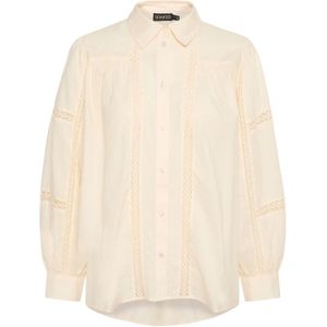 Soaked in Luxury, Feminine Blouse met Geborduurde Panelen Beige, Dames, Maat:XS