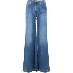 Moschino, Wijde Pijp Jeans Blauw, Dames, Maat:S