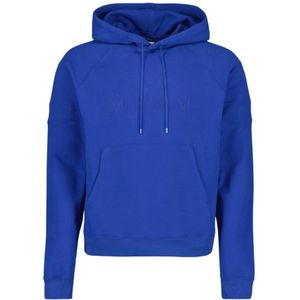 Saint Laurent, Sweatshirts & Hoodies, Heren, Blauw, L, Katoen, Logo Hoodie Sweatshirt