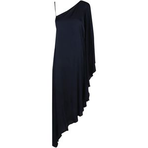 Silk95Five, Blauwe Asymmetrische Zijden Jurk Blauw, Dames, Maat:M