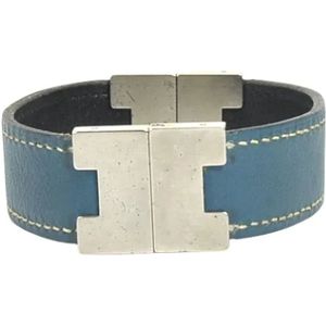 Hermès Vintage, Pre-owned Leather bracelets Blauw, Dames, Maat:ONE Size