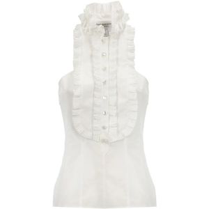 Philosophy di Lorenzo Serafini, Witte Mouwloze Katoenen Blouse met Drapering Wit, Dames, Maat:XS